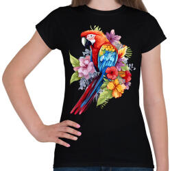 printfashion Papagáj - Női póló - Fekete (17352704)