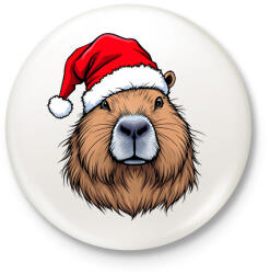 printfashion Karácsonyi capybara - Kitűző, hűtőmágnes - Fehér (16959818)