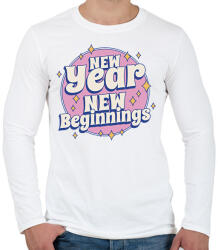 printfashion Új év, új kezdet - Férfi hosszú ujjú póló - Fehér (17158407)