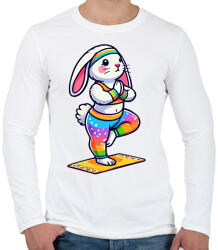printfashion Jógázó nyuszi - Férfi hosszú ujjú póló - Fehér (16972914)