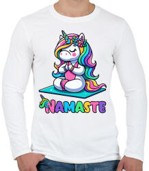printfashion Unikornis jóga - Férfi hosszú ujjú póló - Fehér (16971564)