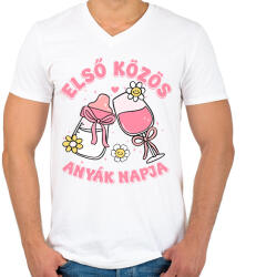 printfashion Első közös anyák napja - Férfi V-nyakú póló - Fehér (17429119)