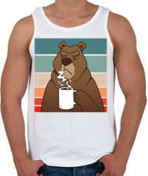 printfashion Kávézó medve - Férfi atléta - Fehér (17074138)