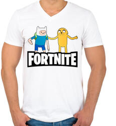 printfashion Jake és Finn Fortnite - Férfi V-nyakú póló - Fehér (17448909)