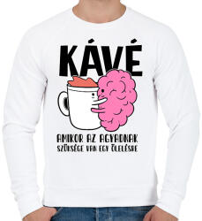 printfashion Kávé amikor az agyadnak szüksége van egy ölelésre - Férfi pulóver - Fehér (17305993)