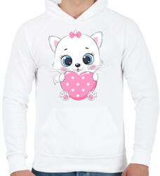 printfashion Cica - Férfi kapucnis pulóver - Fehér (17409143)