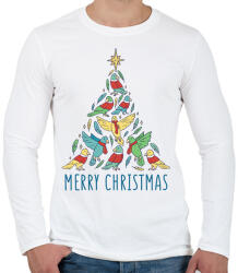 printfashion Madár karácsonyfa - Férfi hosszú ujjú póló - Fehér (17000364)