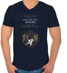 printfashion Salsa Zouk Bachata dancer S0208 gold-white - Férfi V-nyakú póló - Sötétkék (16944557)