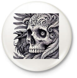 printfashion Koponya - Kitűző, hűtőmágnes - Fehér (17200090)