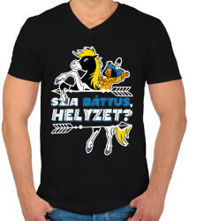 printfashion Yakari - Szia Bátyus, helyzet? - Férfi V-nyakú póló - Fekete (17373364)