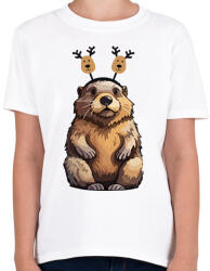 printfashion Rénszarvas bober - Gyerek póló - Fehér (17106184)