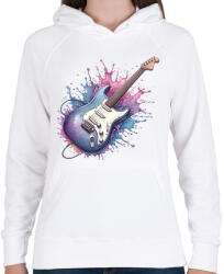 printfashion gitár - Női kapucnis pulóver - Fehér (16901105)