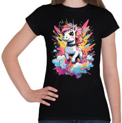 printfashion Unikornis punk - Női póló - Fekete (17130111)
