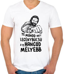 printfashion Te mondd hogy legénybúcsú a te hangod mélyebb - Férfi V-nyakú póló - Fehér (17479198)