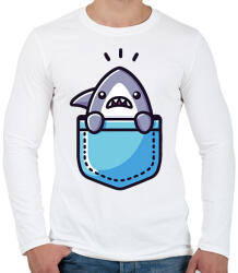 printfashion Cápa zsebminta - Férfi hosszú ujjú póló - Fehér (17104339)