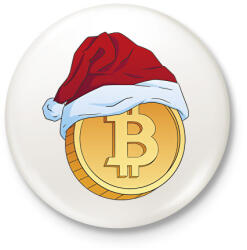 printfashion Karácsonyi bitcoin - Kitűző, hűtőmágnes - Fehér (16986759)