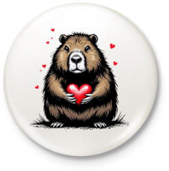 printfashion Capybara valentin - Kitűző, hűtőmágnes - Fehér (17229364)