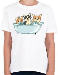 printfashion Corgik a kádban - Gyerek póló - Fehér (17057780)