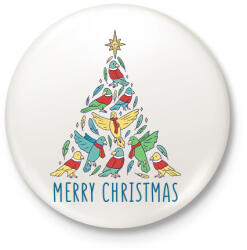 printfashion Madár karácsonyfa - Kitűző, hűtőmágnes - Fehér (17000768)