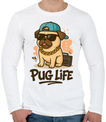 printfashion Pug Life - Férfi hosszú ujjú póló - Fehér (17439476)