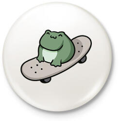 printfashion Béka gördeszkán - Kitűző, hűtőmágnes - Fehér (17183911)