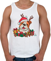 printfashion Karácsonyi bulldog - Férfi atléta - Fehér (16980989)