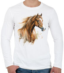 printfashion Ló - Férfi hosszú ujjú póló - Fehér (16873909)