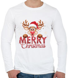 printfashion karácsony rénszarvas - Férfi hosszú ujjú póló - Fehér (17186701)