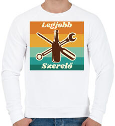 printfashion Legjobb szerelő - Férfi pulóver - Fehér (17058903)