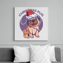 printfashion Karácsonyi mopsz - Vászonkép - Fehér (16993569)