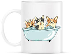 printfashion Corgik a kádban - Bögre - Fehér (17058713)