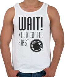 printfashion Várj, először kávé : ) - Férfi atléta - Fehér (16936956)