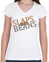 printfashion Slaps and Beans - Női V-nyakú póló - Fehér (16954506)