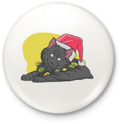 printfashion Karácsonyi macska - Kitűző, hűtőmágnes - Fehér (16980030)