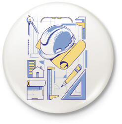 printfashion Építészmérnök - Kitűző, hűtőmágnes - Fehér (17032540)