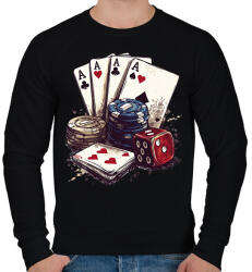 printfashion póker - Férfi pulóver - Fekete (17272700)