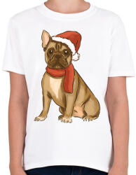 printfashion Karácsonyi francia bulldog - Gyerek póló - Fehér (16985433)