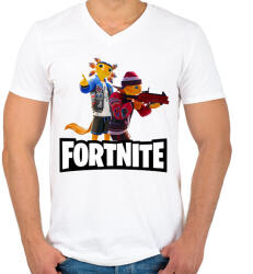 printfashion Fortnite courtside axo - Férfi V-nyakú póló - Fehér (17448009)
