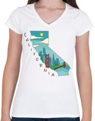 printfashion Kalifornia - Női V-nyakú póló - Fehér (17091058)