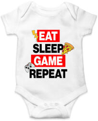 printfashion eat sleep game repeat - Baba Body - Fehér (17483190)
