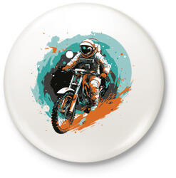 printfashion Motoros űrhajós - Kitűző, hűtőmágnes - Fehér (17047856)