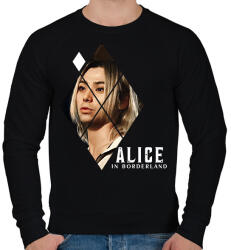 printfashion Alice in borderland shuntaro fehér - Férfi pulóver - Fekete (17240801)