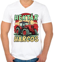 printfashion Hektár Harcos - Férfi V-nyakú póló - Fehér (17050670)