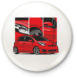 printfashion Toyota Yaris - Kitűző, hűtőmágnes - Fehér (17370176)