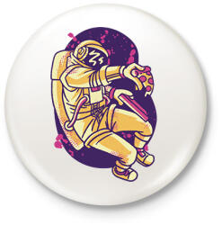 printfashion Űrhajós pizzával - Kitűző, hűtőmágnes - Fehér (17040678)