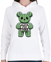 printfashion Kaktusz medve - Női kapucnis pulóver - Fehér (17093039)