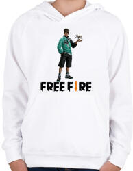 printfashion Free fire ryden - Gyerek kapucnis pulóver - Fehér (17299892)