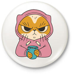 printfashion Mérges reggeli cica - Kitűző, hűtőmágnes - Fehér (17034787)