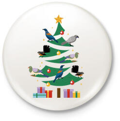 printfashion Madaras karácsonyfa - Kitűző, hűtőmágnes - Fehér (17003018)