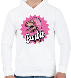 printfashion Dínó Barbie - Férfi kapucnis pulóver - Fehér (17130059)